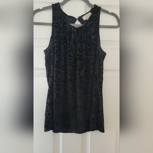 Anne Taylor LOFT Black Velour Sheer Lace Sleeveless Top- Size Small